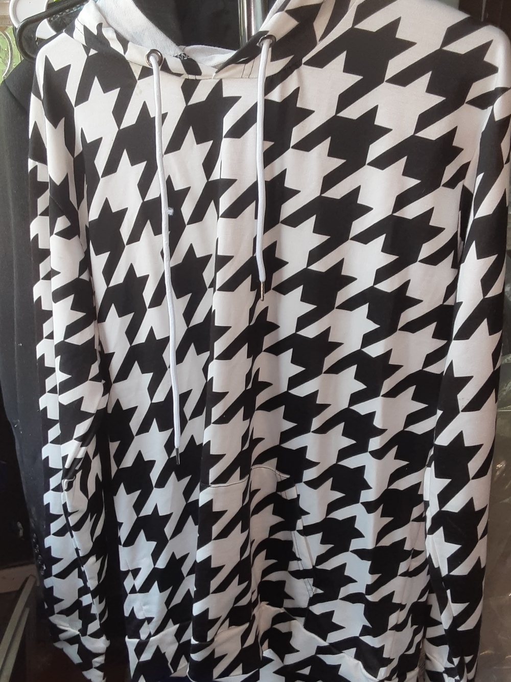 Black and White Houndstooth Hoodie & Pants 2pc Set